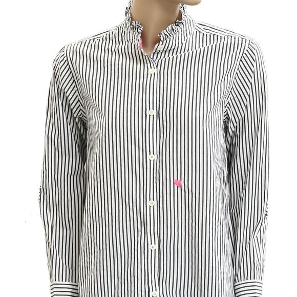 Kerri Rosenthal Mia Shirt Ruffles Tunic Top Striped Printed Buttondown S 283404 - Picture 8 of 11